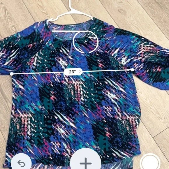Dana Buchman XL (tags cut out) blouse Blue and Pink Abstract Women's Blouse - Picture 6 of 7